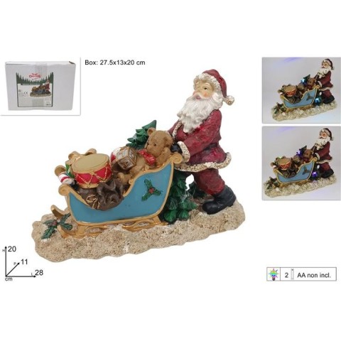 BABBO NATALE CON SLITTA E LUCI